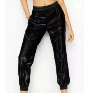 VICTORIA’S SECRET SPORT | NEW Shiny Black Windbreaker Joggers Women’s Size Large
